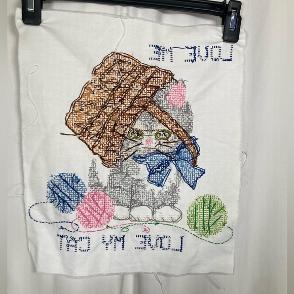 Cute Cat Cross-Stitch Wall Art - Picture 4 of 5